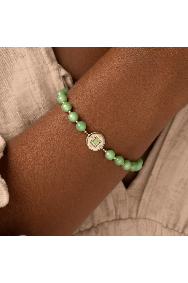 Jade Lucky Coin Gold Plated Women's Bracelet - Golden Fortune, Alternate, color, Pastel Green/Gold
