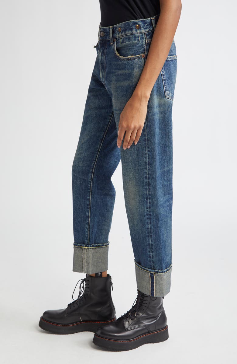 R13 Cuffed Boyfriend Jeans, Alternate, color, Adelaide Selvedge Blue