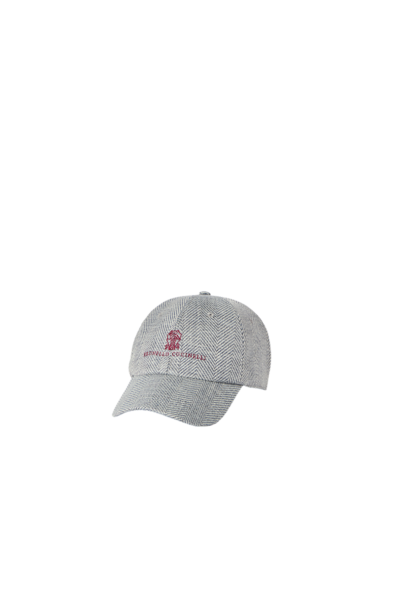 Alpaca, wool and silk chevron baseball cap with embroidered logo, Alternate, color, Cerulean