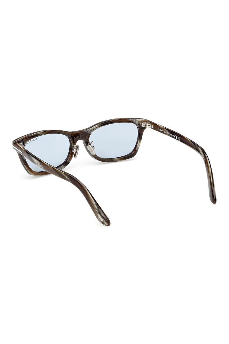 53mm Rectangular Sunglasses, Alternate, color, BROWN HORN / SMOKE