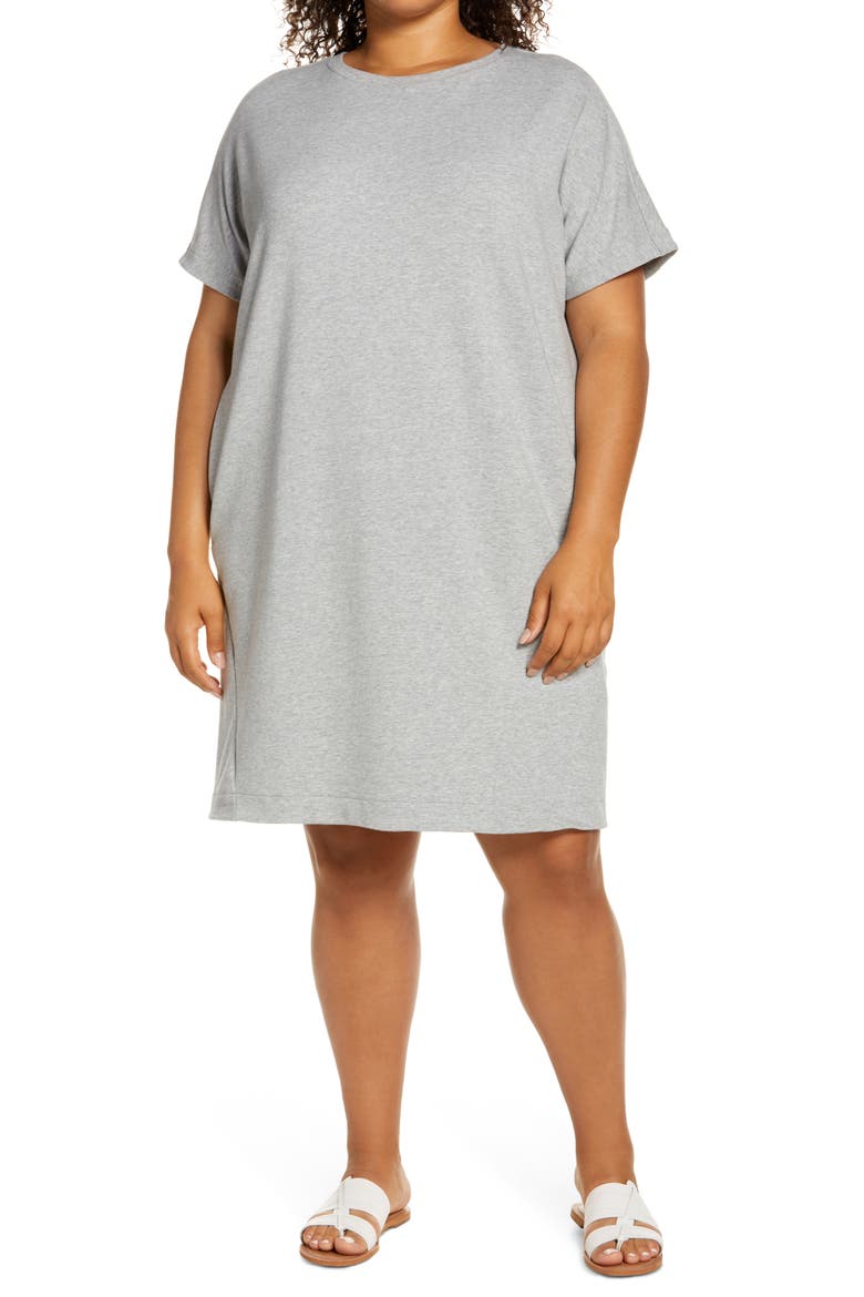 Crewneck T-Shirt Dress, Main, color, GREY HEATHER