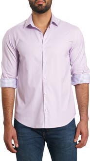 Jared Lang Trim Fit Solid Cotton Button-Up Shirt