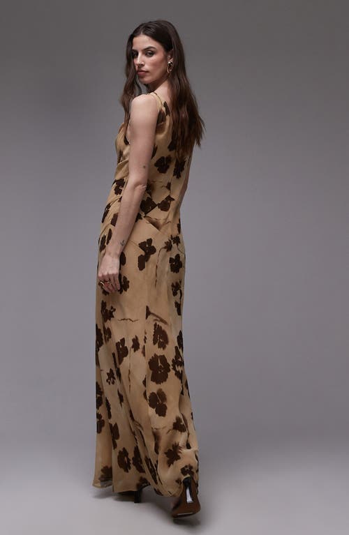 Topshop Built Up Double Layered Cowl Neck Maxi Dress In Buttermilk