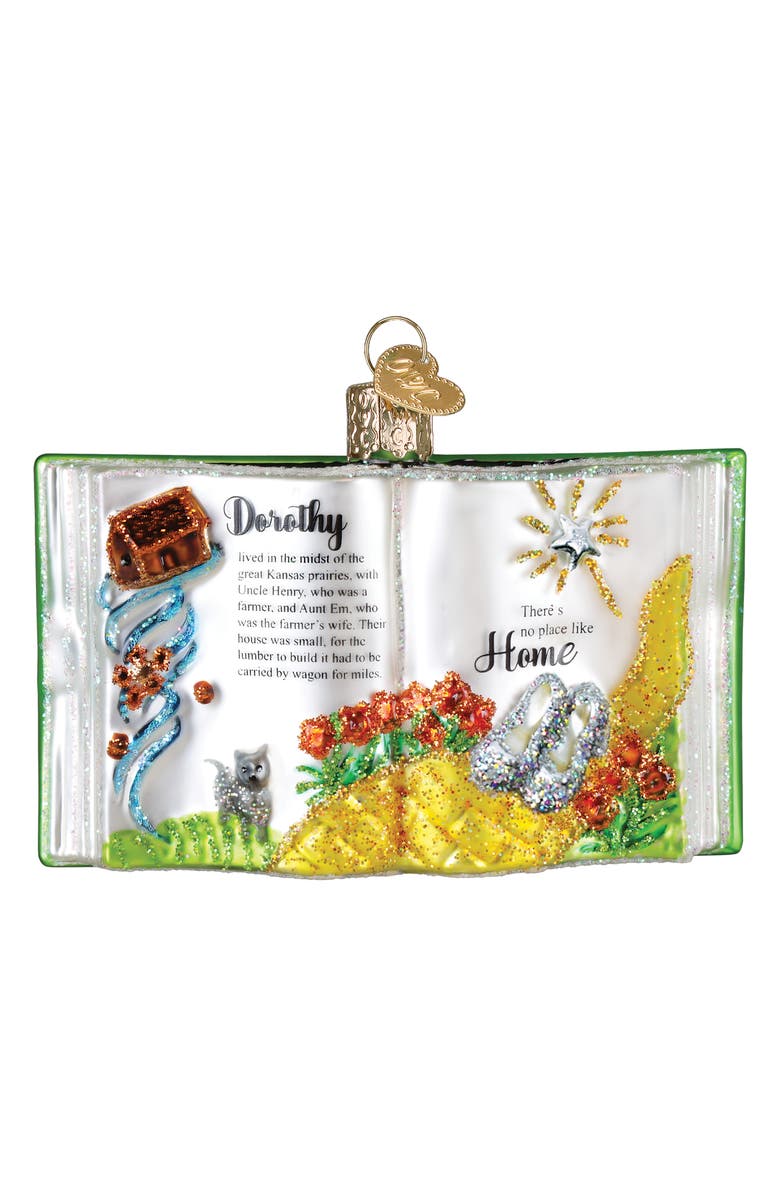 Old World Christmas The Wonderful Wizard of Oz Book Glass Ornament, Main, color, White/Green
