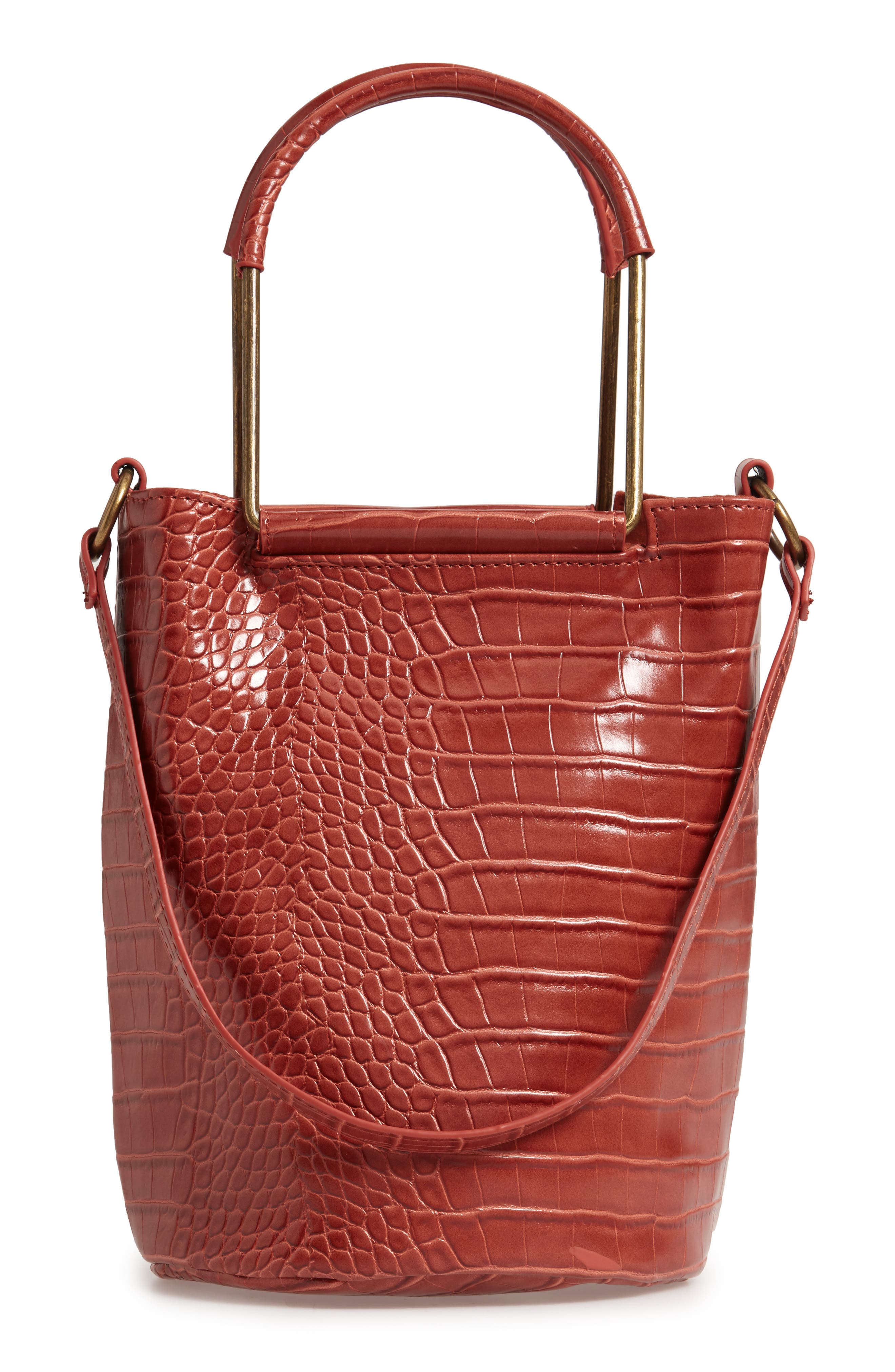 T-Shirt & Jeans Croc Embossed Faux Leather Tote, Alternate, color, 