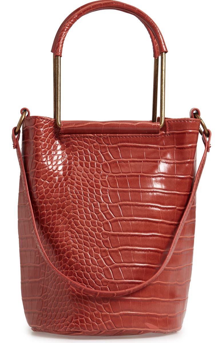 T-Shirt & Jeans Croc Embossed Faux Leather Tote, Alternate, color,