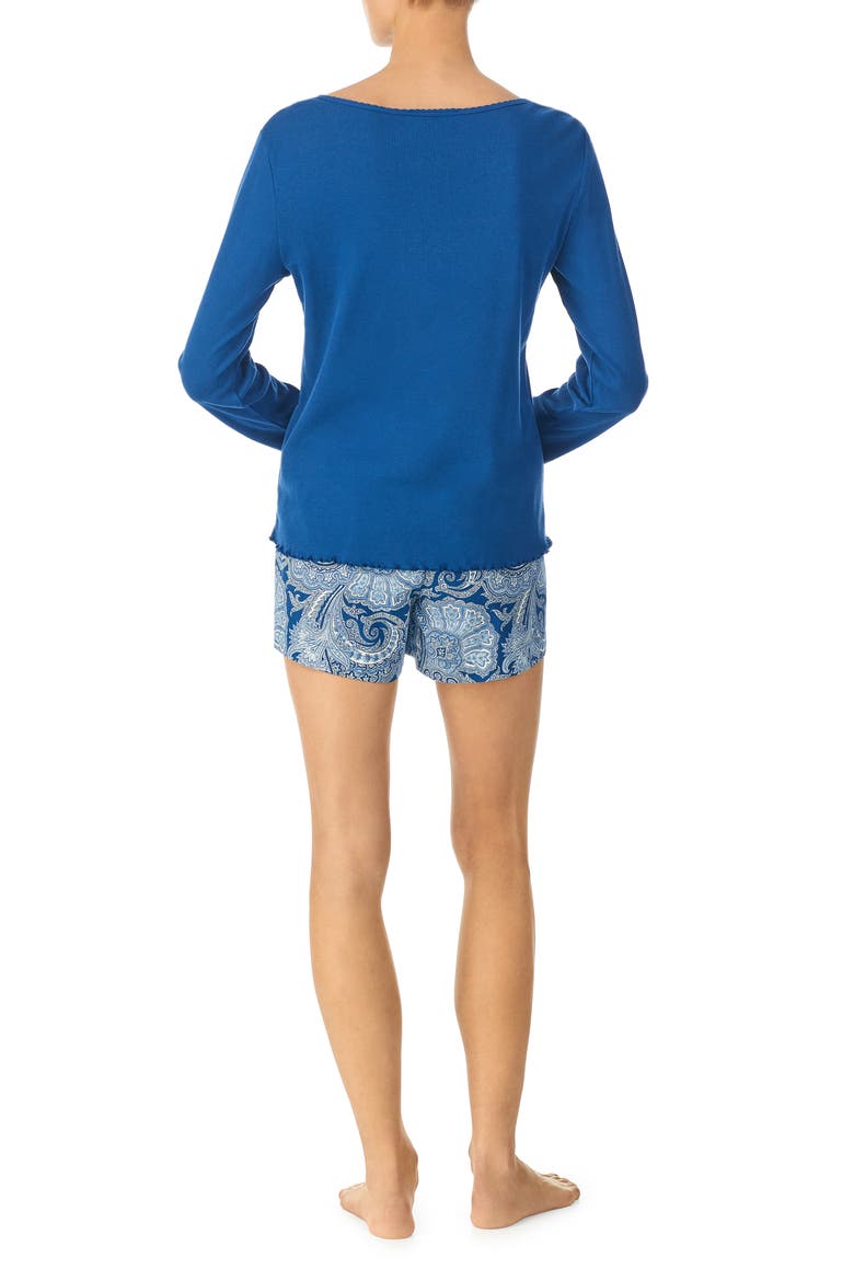 Long Sleeve Top & Boxer Shorts Pajamas, Alternate, color, NAVY PRT