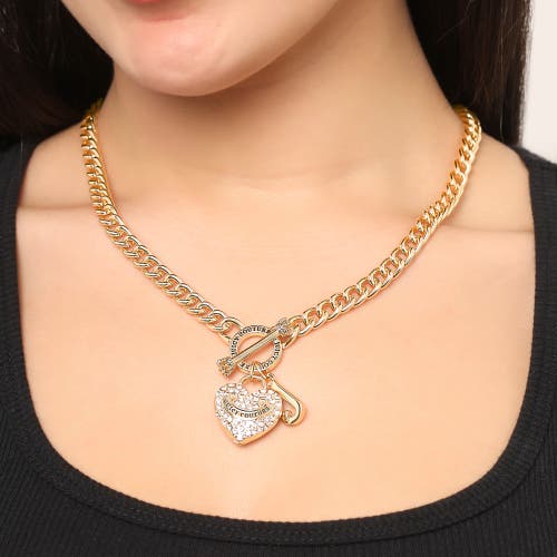 Juicy Couture Gold-tone Heart And Logo Toggle Charm Necklace In Gold