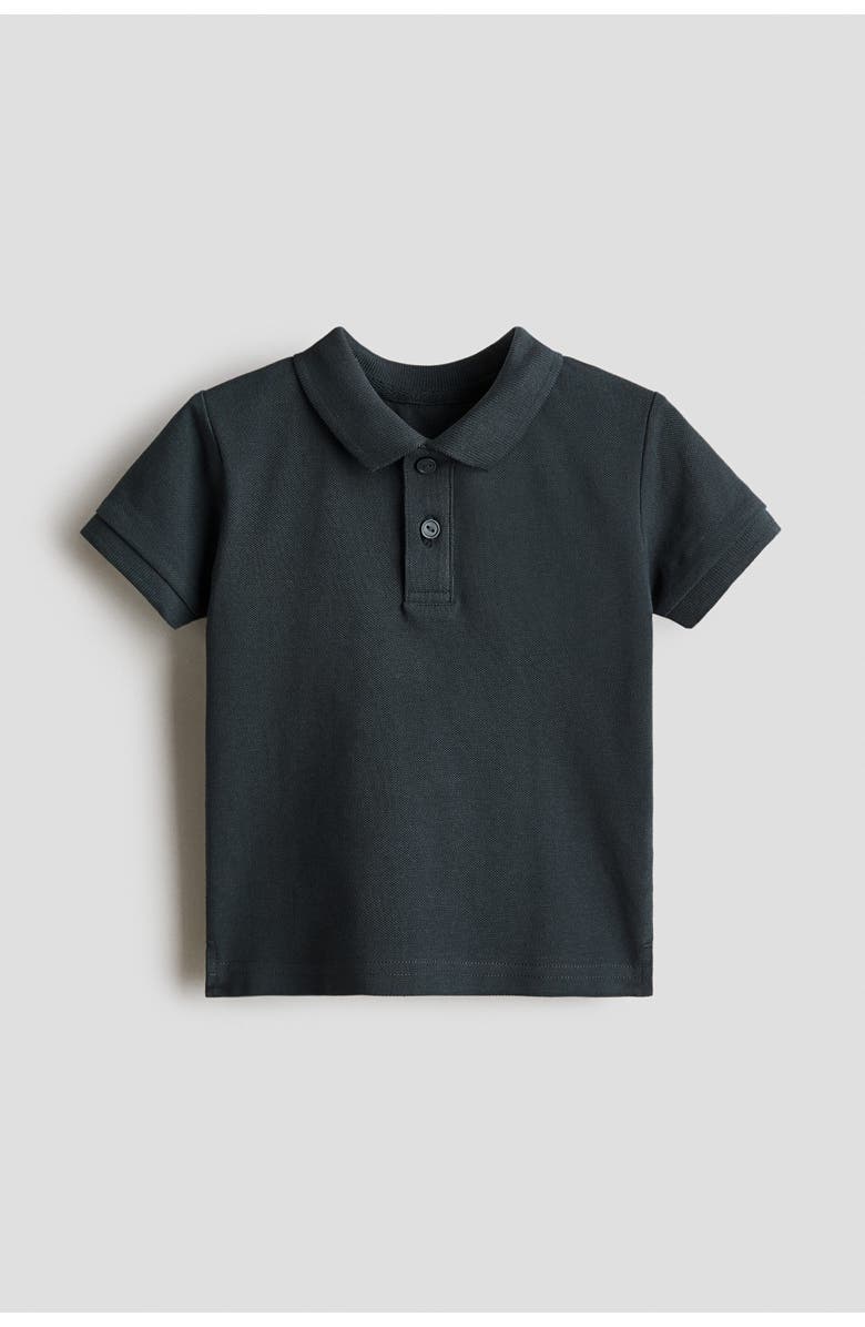 H&M Cotton Piqué Polo Shirt, Main, color, Dark Gray