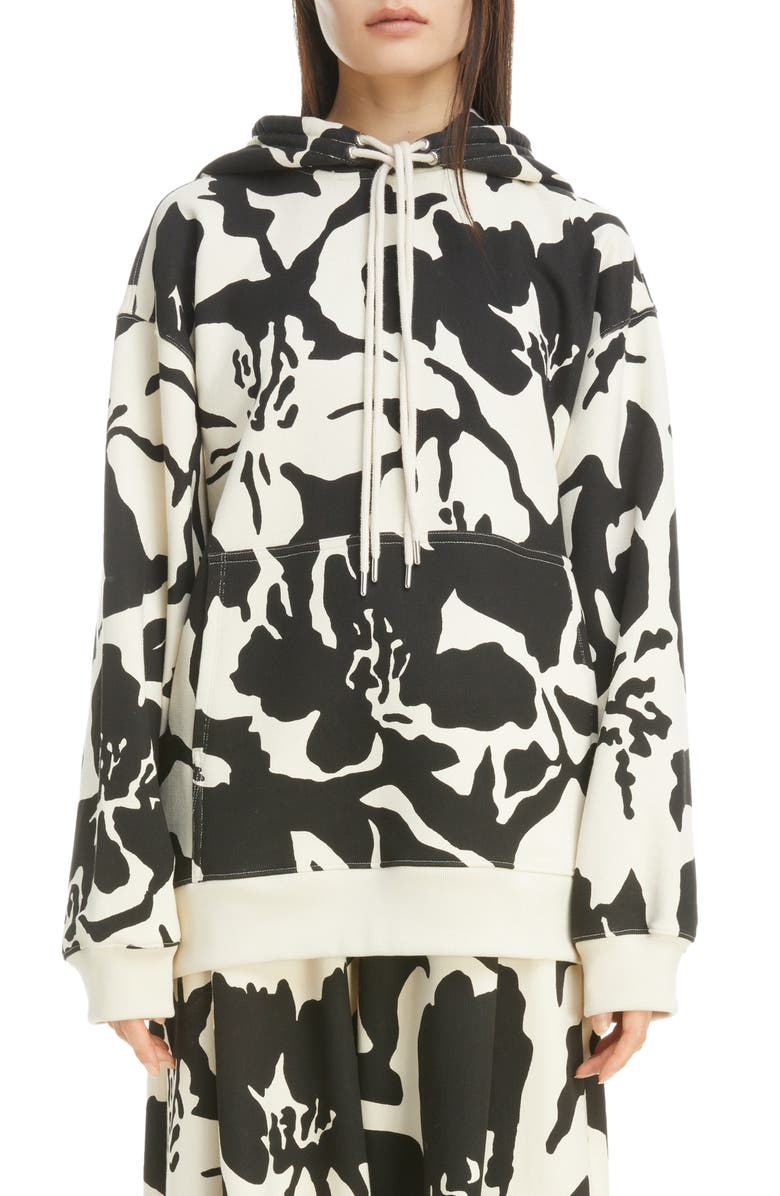 Dries Van Noten Haxell Floral Print Cotton Hoodie, Main, color, 