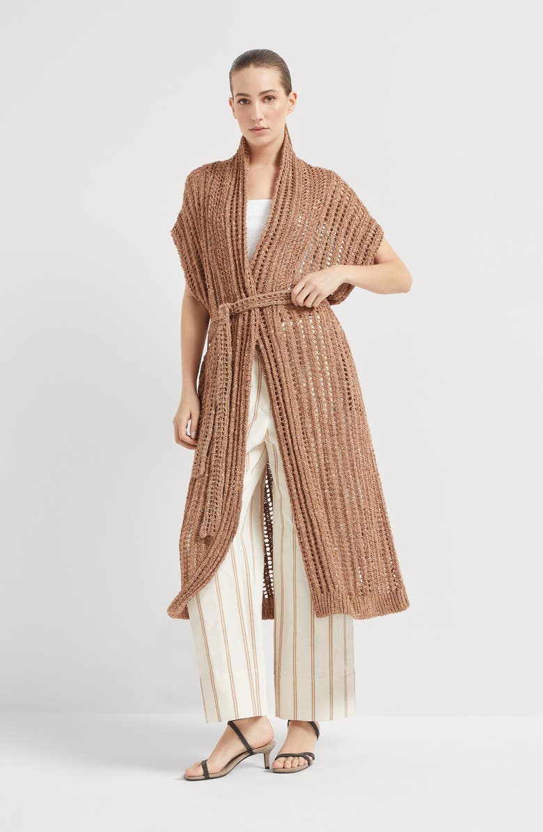 Brunello Cucinelli Dazzling long cardigan, Alternate, color, 