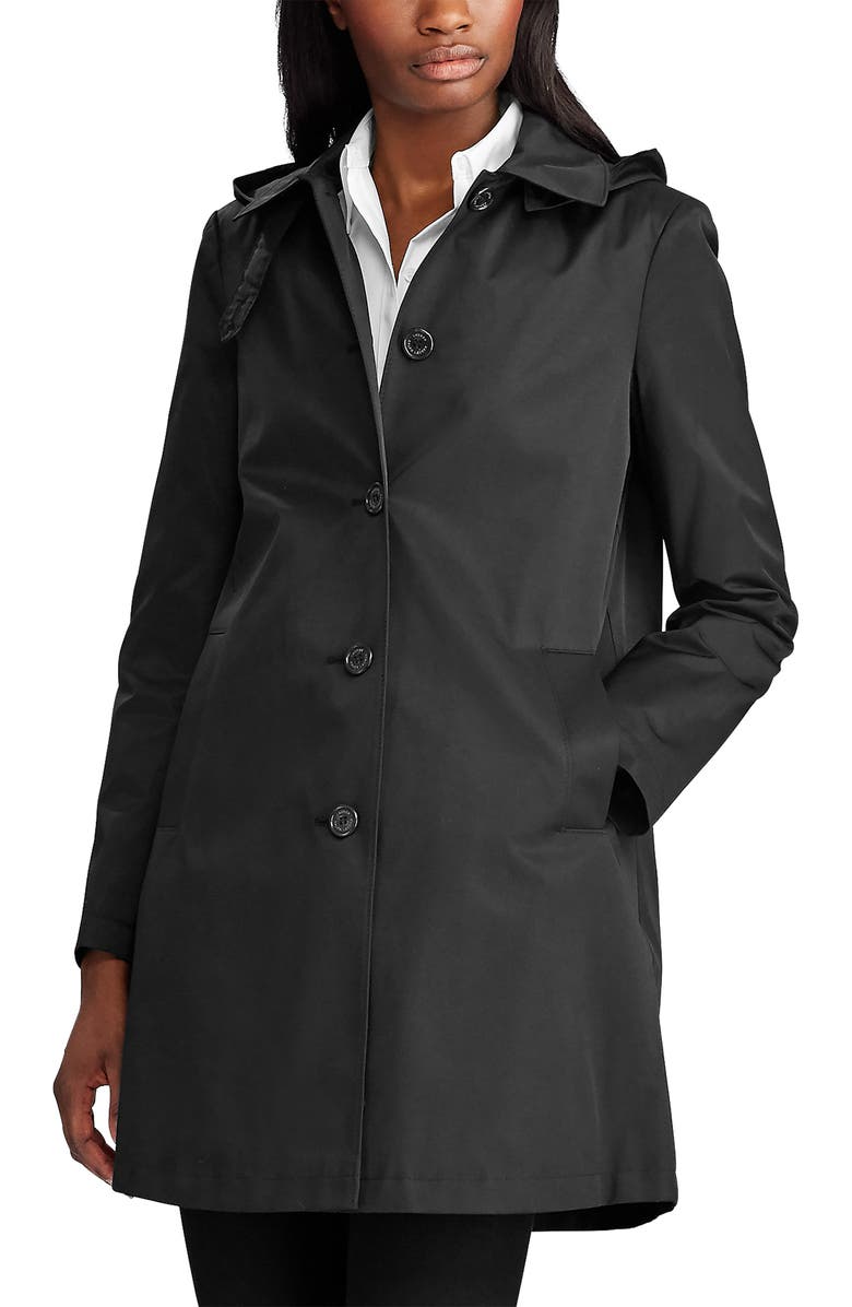 Lauren Ralph Lauren Balmacaan Hooded Raincoat, Main, color, 