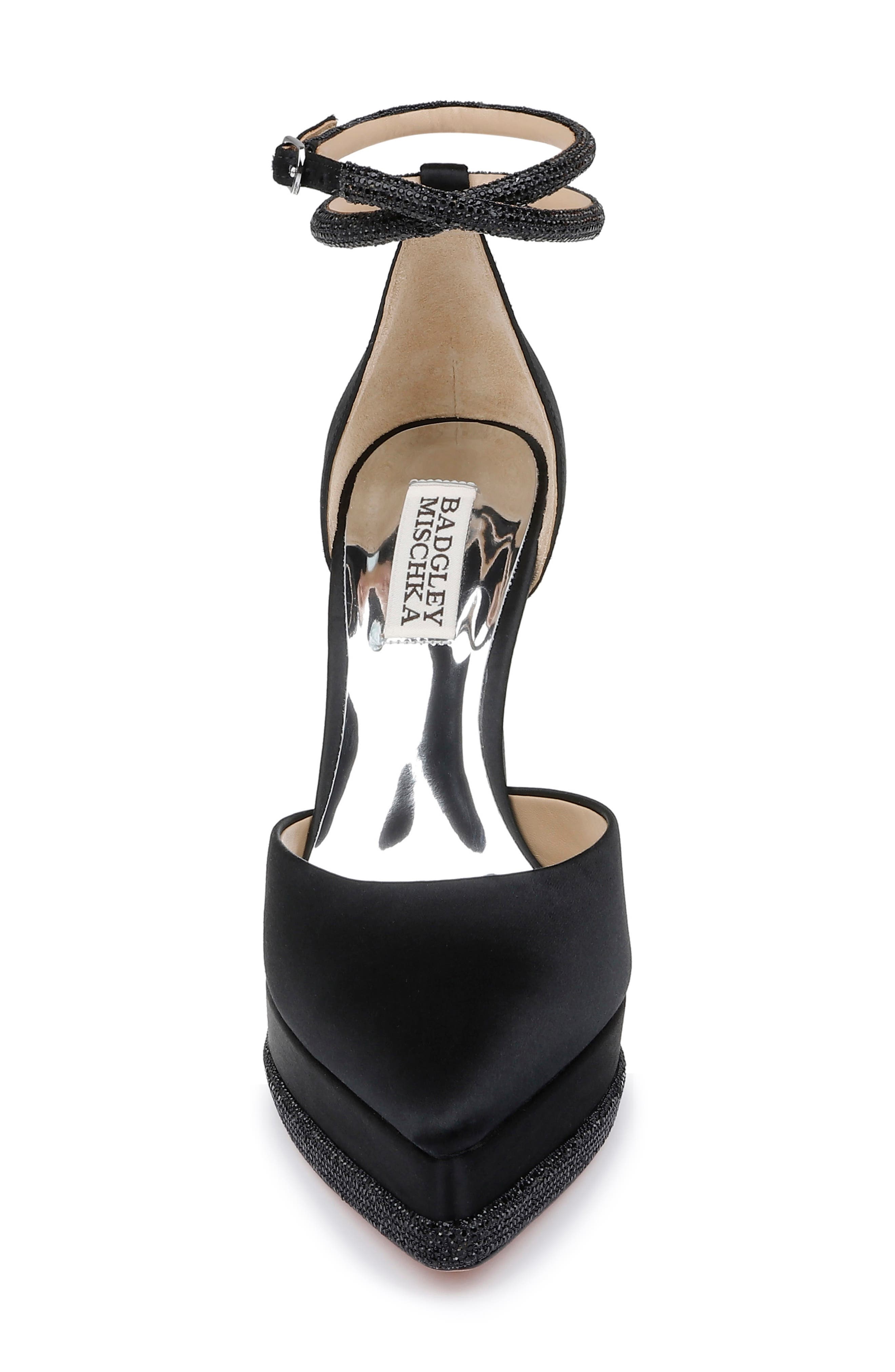 Badgley Mischka Collection Eliana Ankle Strap Platform Pointed Toe Pump, Alternate, color, Black