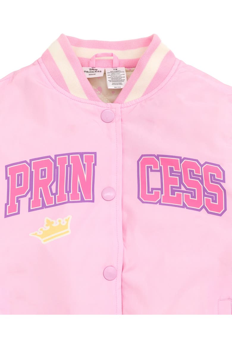Princess Varsity Bomber Jacket, Alternate, color, Pastel Pink Princess