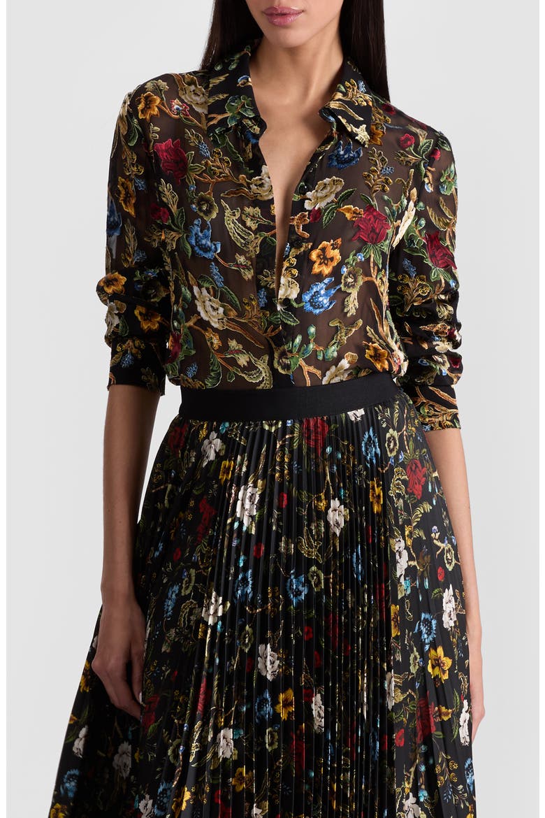 Willa Floral Button-Up Shirt, Main, color, TAPESTRY TRAILS/ BLACK