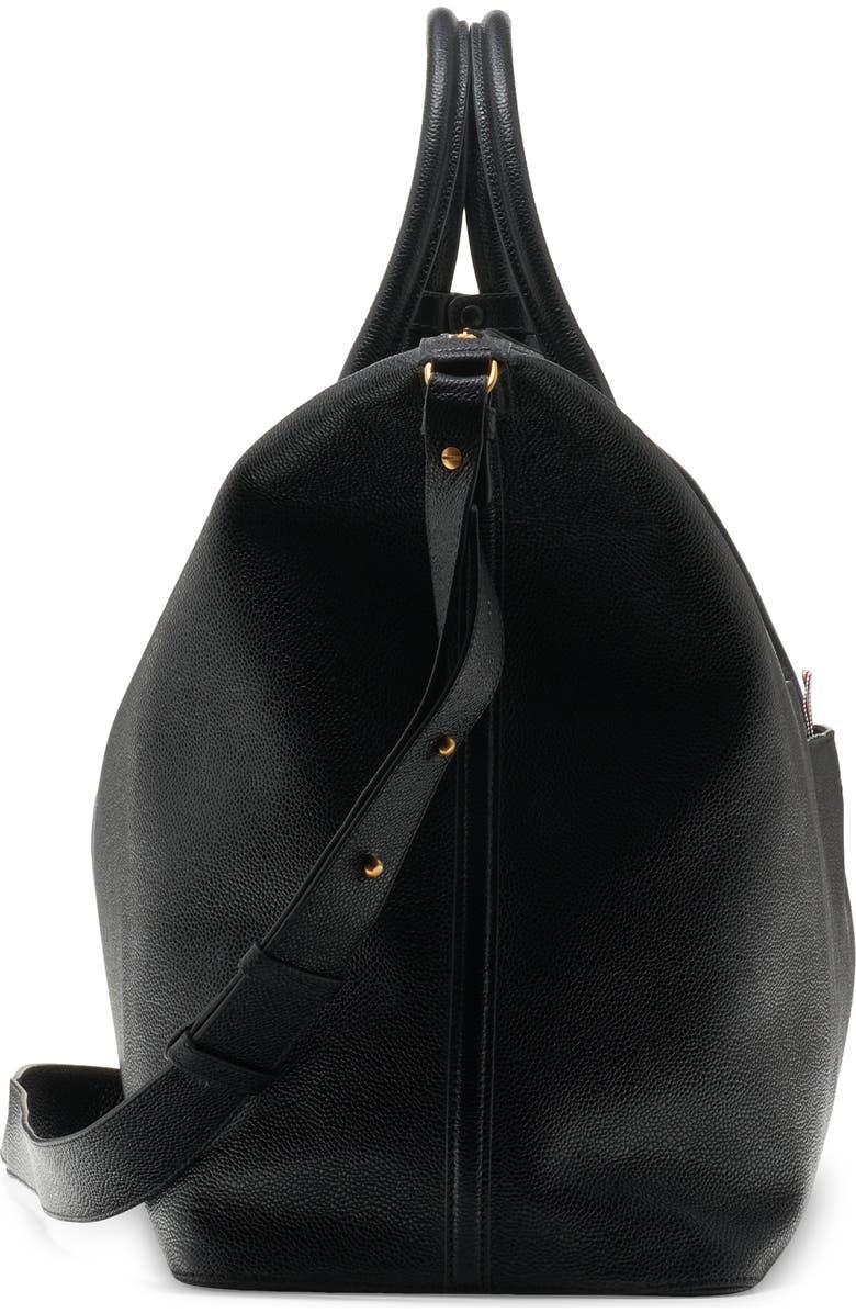 Thom Browne Leather Duffle Bag, Alternate, color, Black