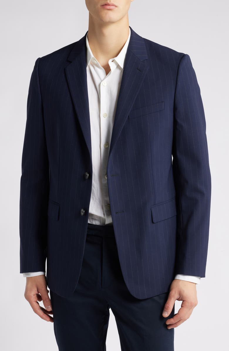 Theory Chambers Pinstripe Wool Blend Blazer, Alternate, color, Navy - G0f