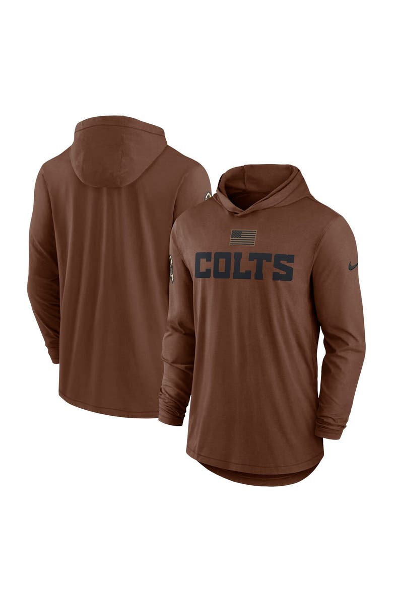 Nike Men's Nike  Brown Indianapolis Colts 2023 Salute To Service Lightweight Long Sleeve Hoodie T-Shirt, Main, color, 