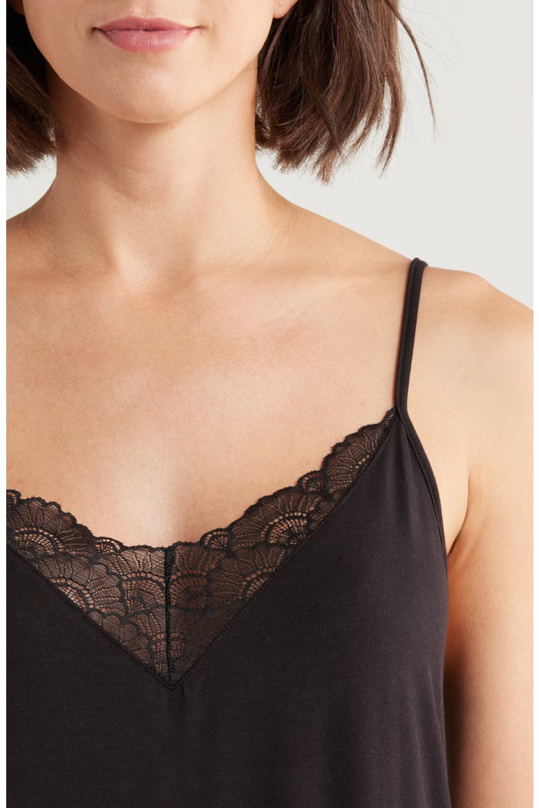 Moonlight Eco Lace Tim Chemise, Alternate, color, BLACK