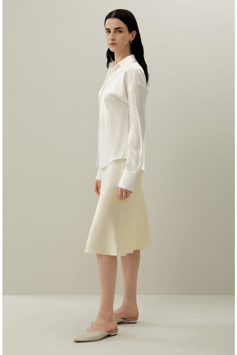 Women's Bias Cut Silk Shirt, Alternate, color, Natural White
