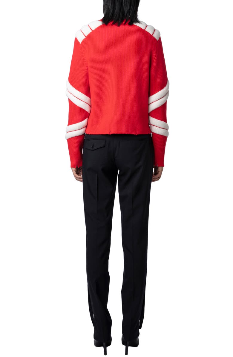 Zadig & Voltaire Georgia Stripe Merino Wool Crewneck Sweater, Alternate, color, 