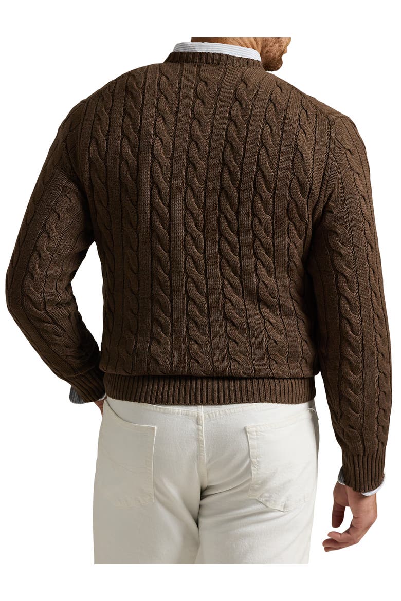 Big & Tall Cableknit Sweater, Alternate, color, NUTMEG BROWN HEATHER