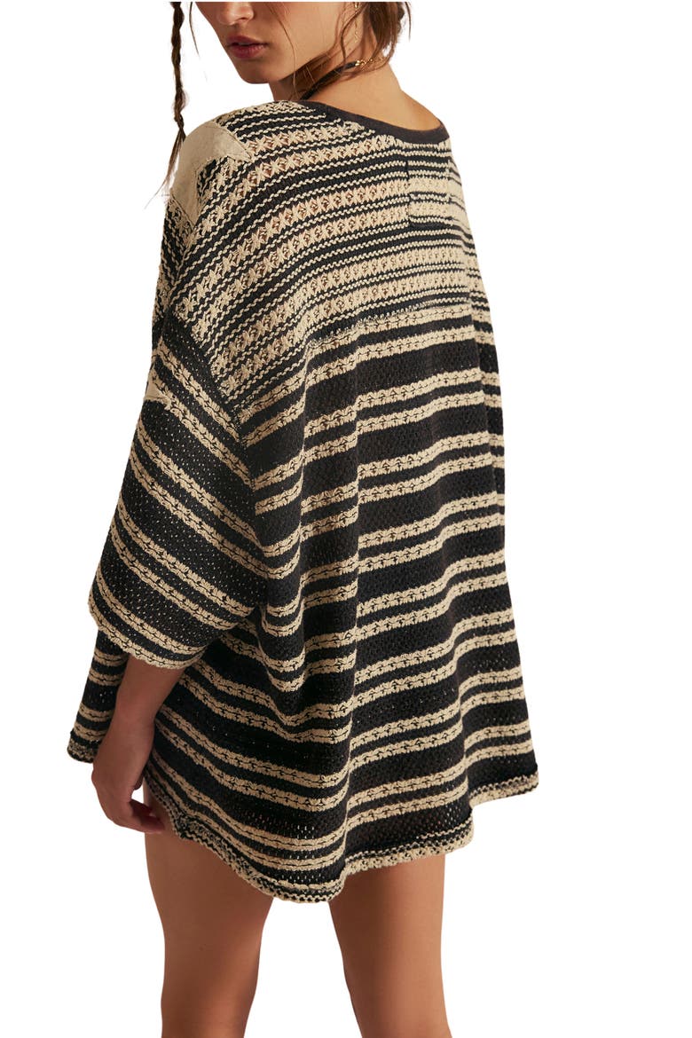 Fun in the Sun Stripe Oversize Crochet T-Shirt, Alternate, color, OREO COMBO