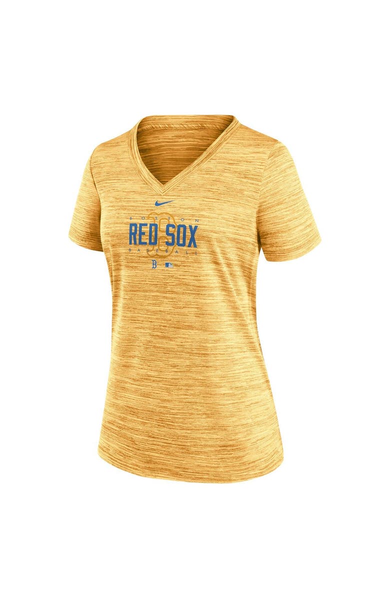 Nike Women's Nike  Gold Boston Red Sox City Connect Velocity Practice Performance V-Neck T-Shirt, Alternate, color, 