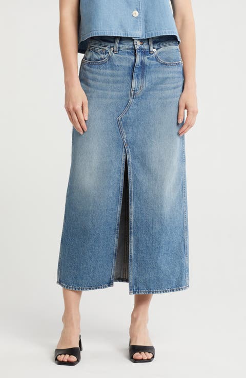 The Rilee Denim Midi Skirt