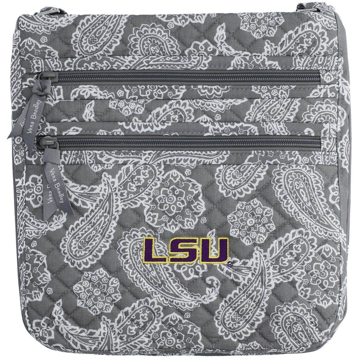 VERA BRADLEY Women's Vera Bradley LSU Tigers Iconic Triple-Zip Bandana Hipster Crossbody Purse, Main, color, Gray