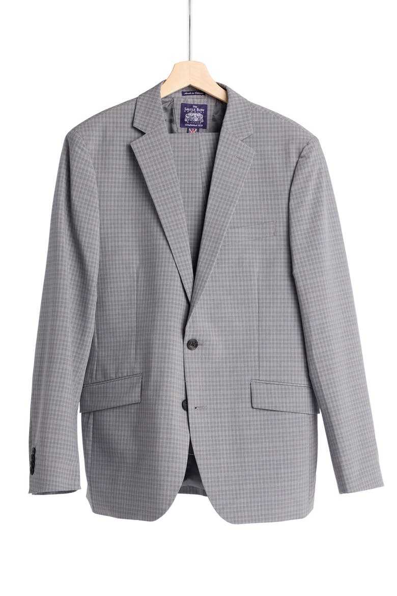 Light Grey Box Plaid Notch Lapel Suit, Alternate, color, GREY