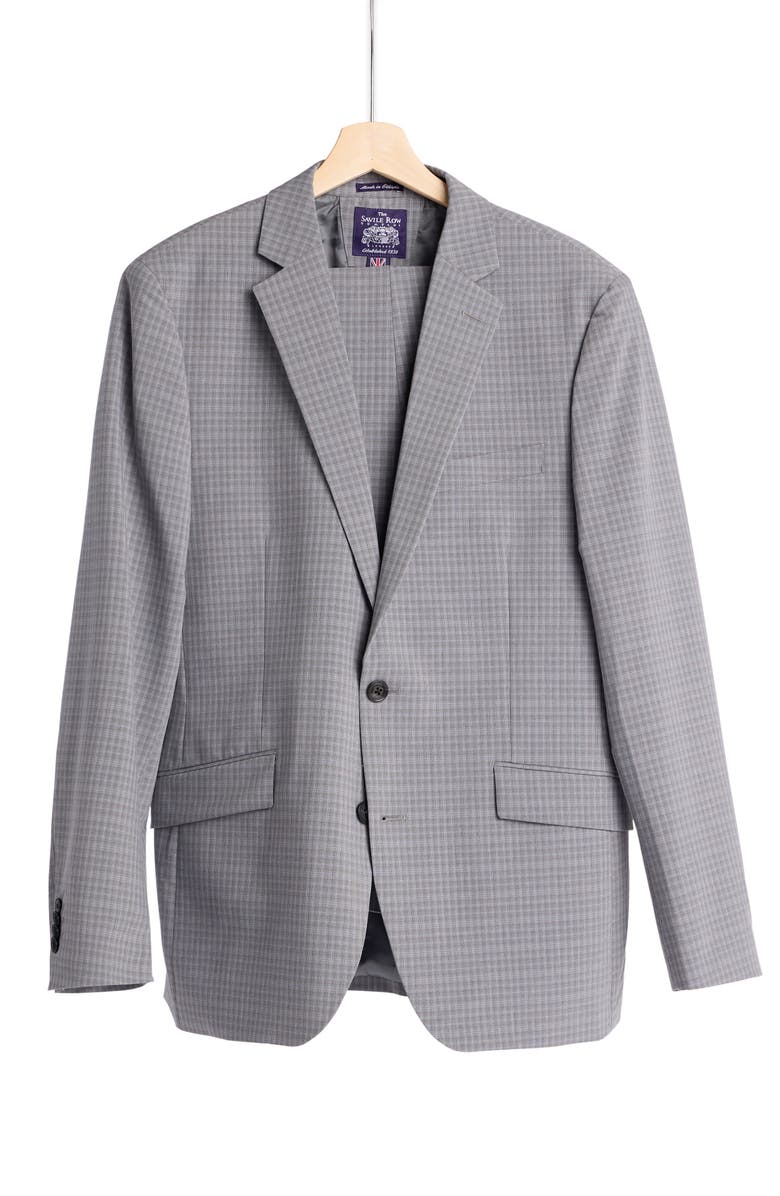 SAVILE ROW CO Light Grey Box Plaid Notch Lapel Suit, Alternate, color, Grey