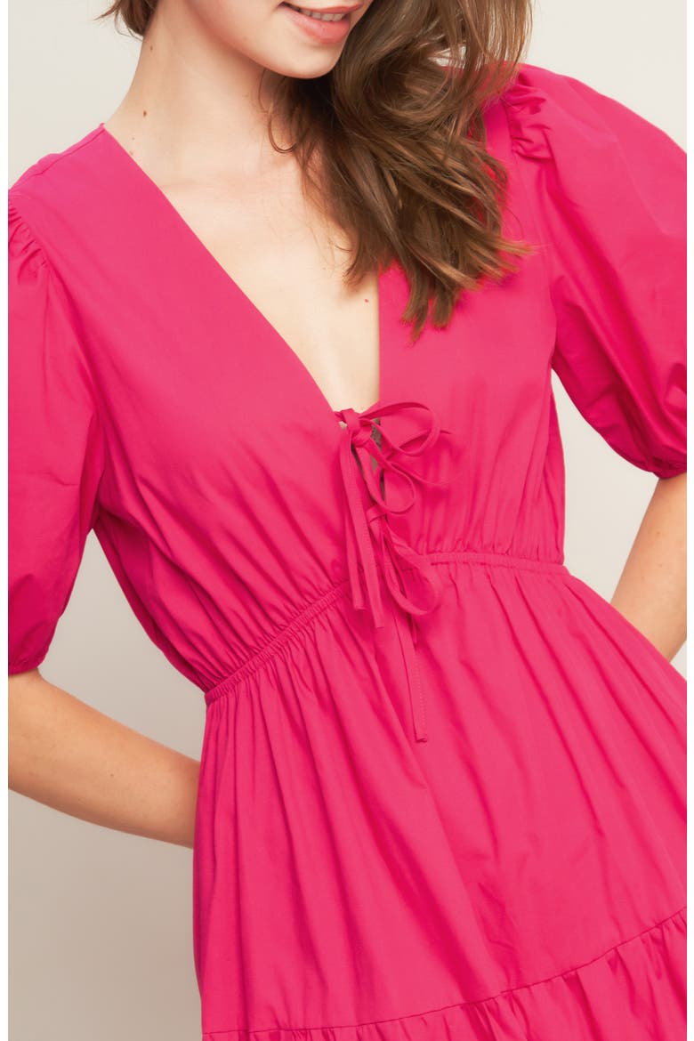 Puff Sleeve Tiered Maxi Dress, Alternate, color, FUCHSIA