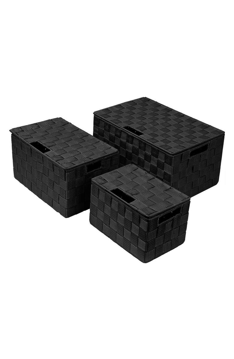 SORBUS Woven 3-Piece Storage Box Set, Alternate, color, Black