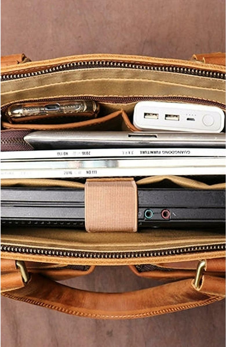 STEEL HORSE LEATHER The Dagmar Leather Briefcase | Vintage Leather Messenger Bag, Alternate, color, Brown