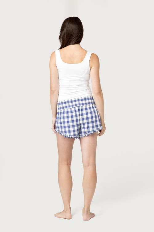 Nom Maternity Fleur Smocked Maternity Shorts In Blue