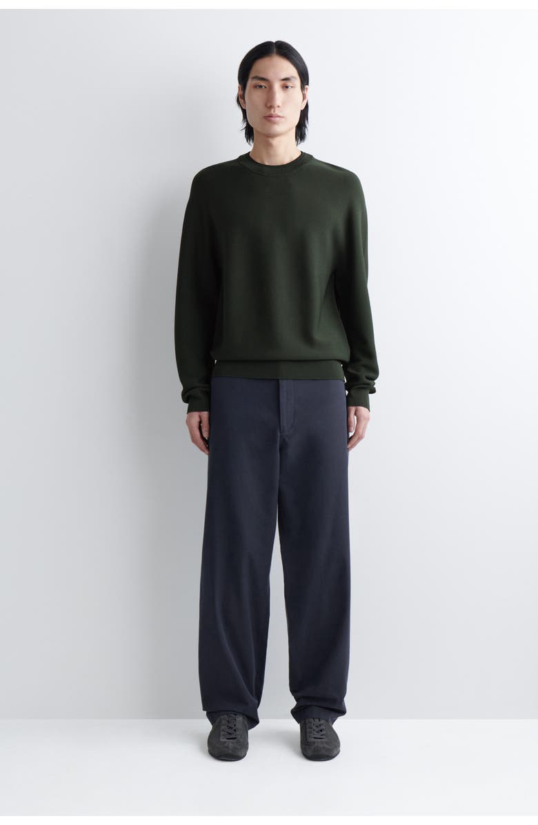 COS Contrast-Tipped Crew-Neck Sweater, Alternate, color, Green / Black