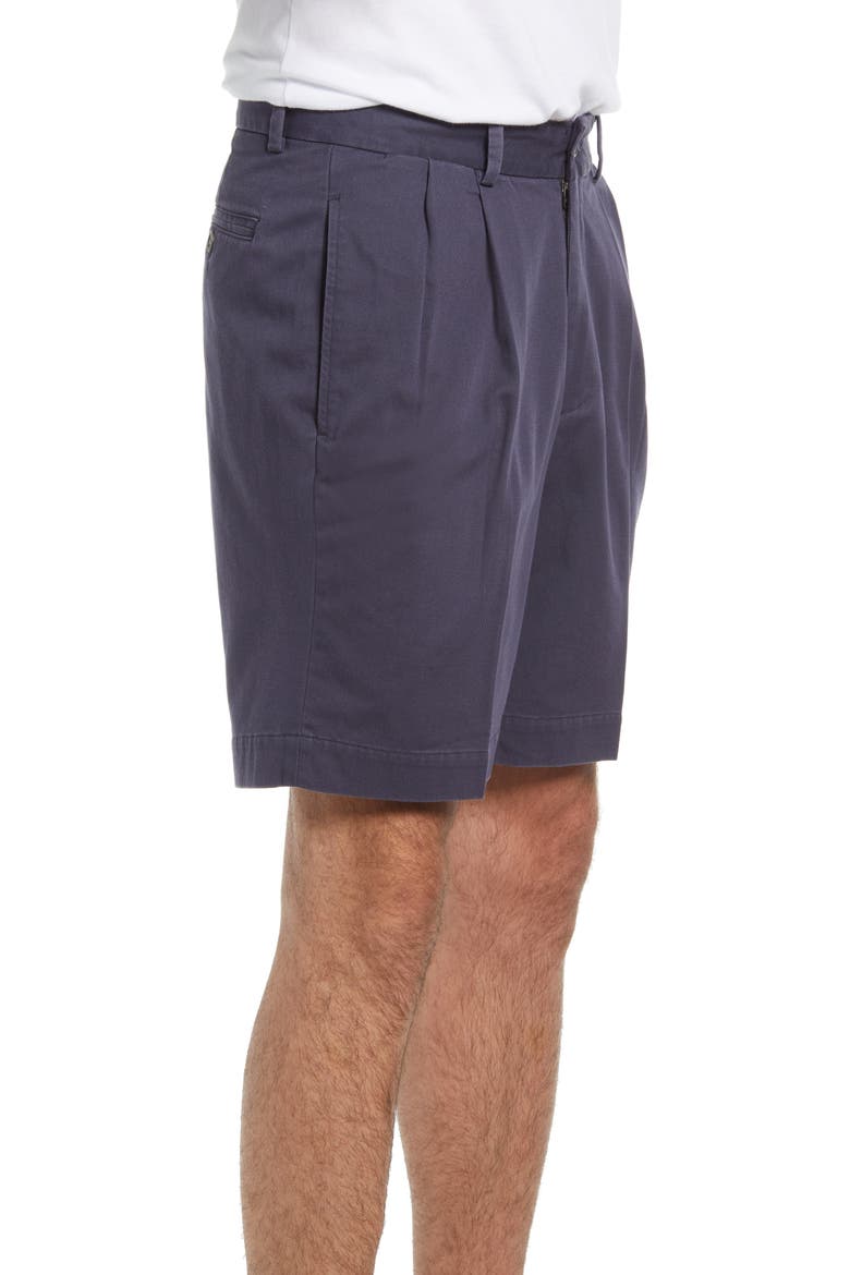 Charleston Khakis Pleated Chino Shorts, Alternate, color, NAVY
