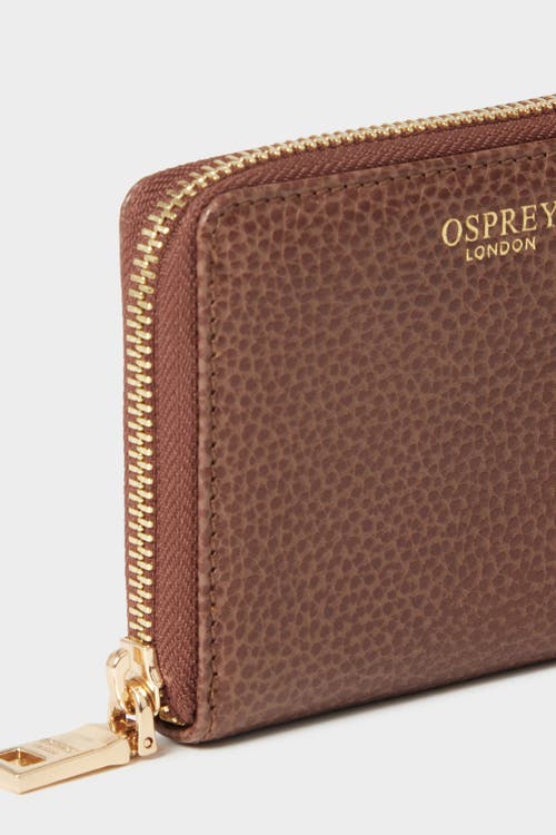 Osprey London The Core Small Leather Zip Around Purse In Brown