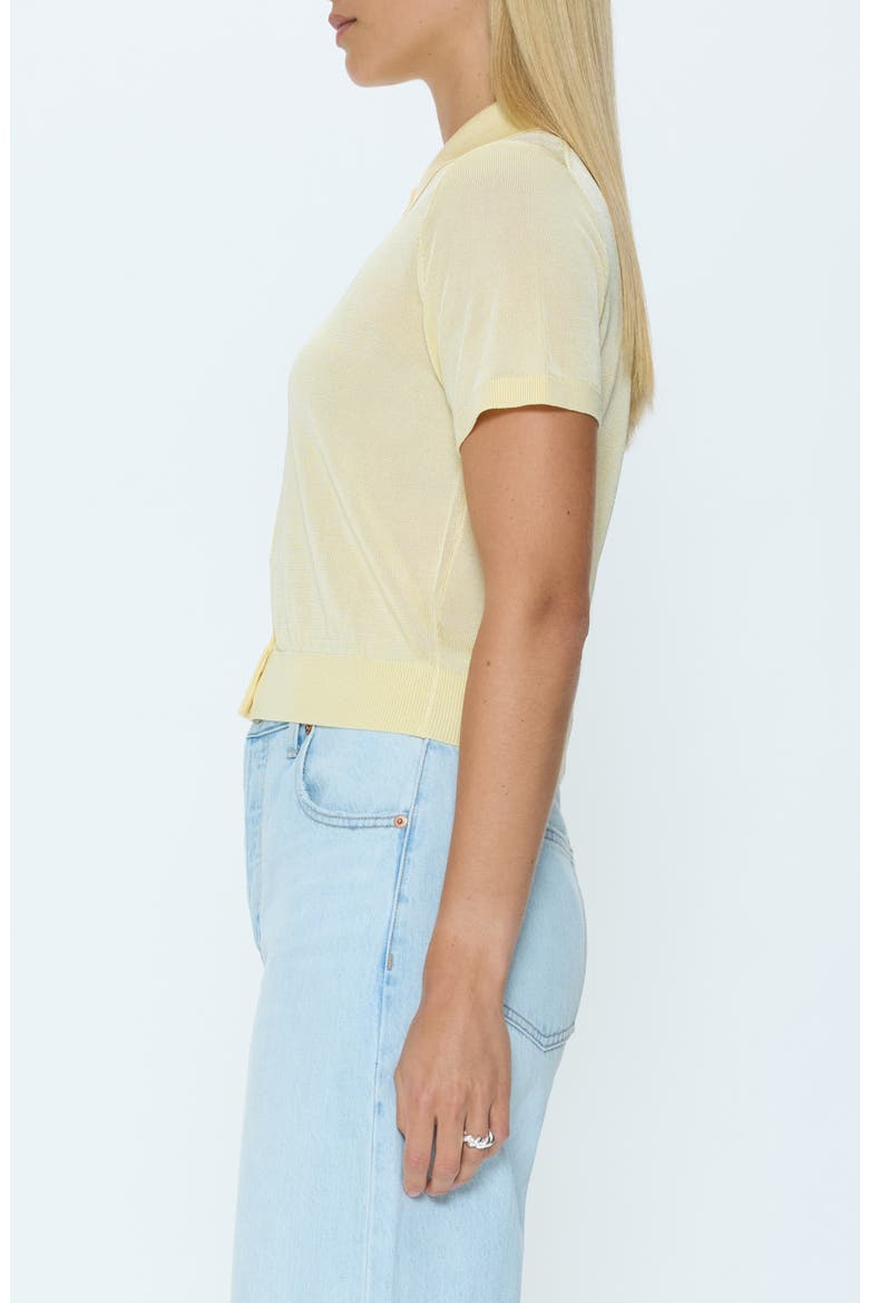 Lucca Short Sleeve Button-Up Knit Top, Alternate, color, PALE YELLOW