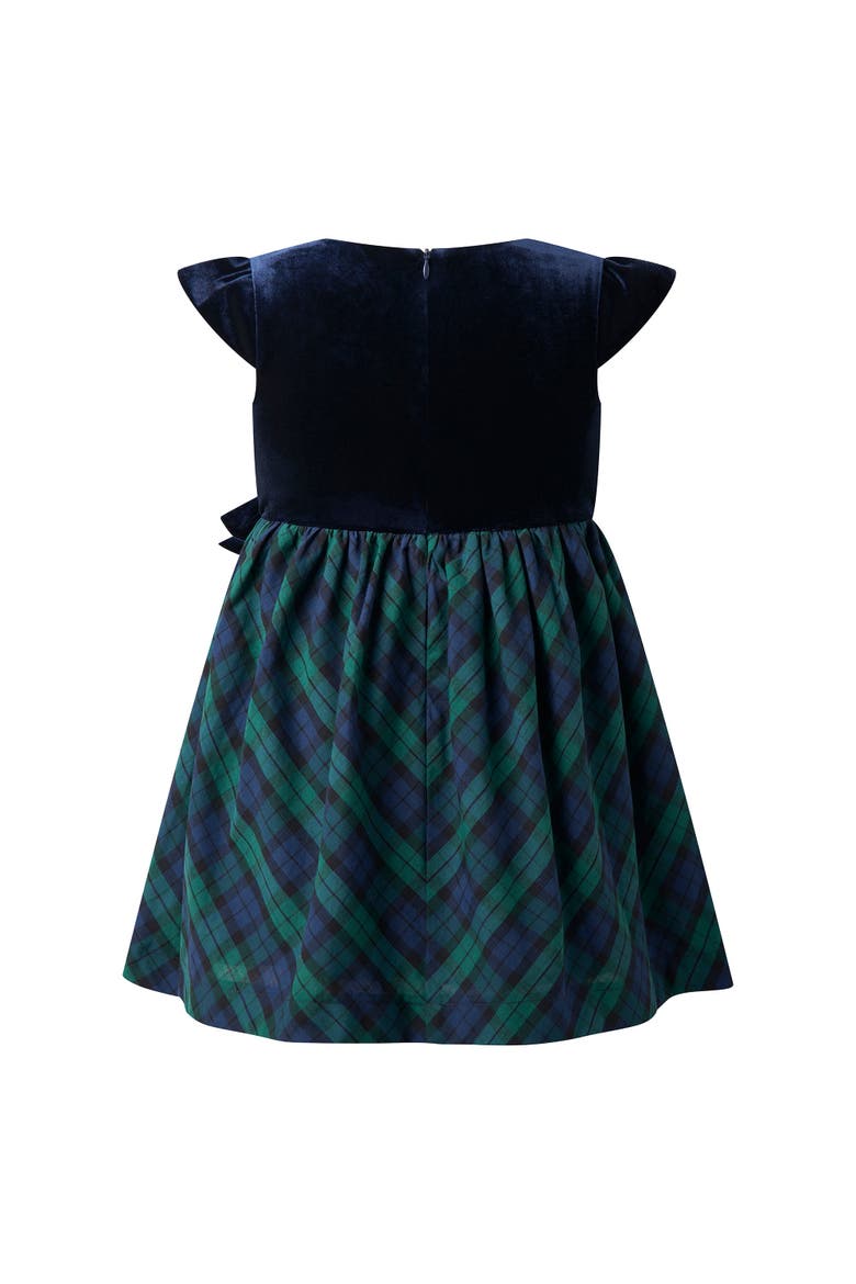 Velvet Blackwatch Check Party Dress, Alternate, color, Navy