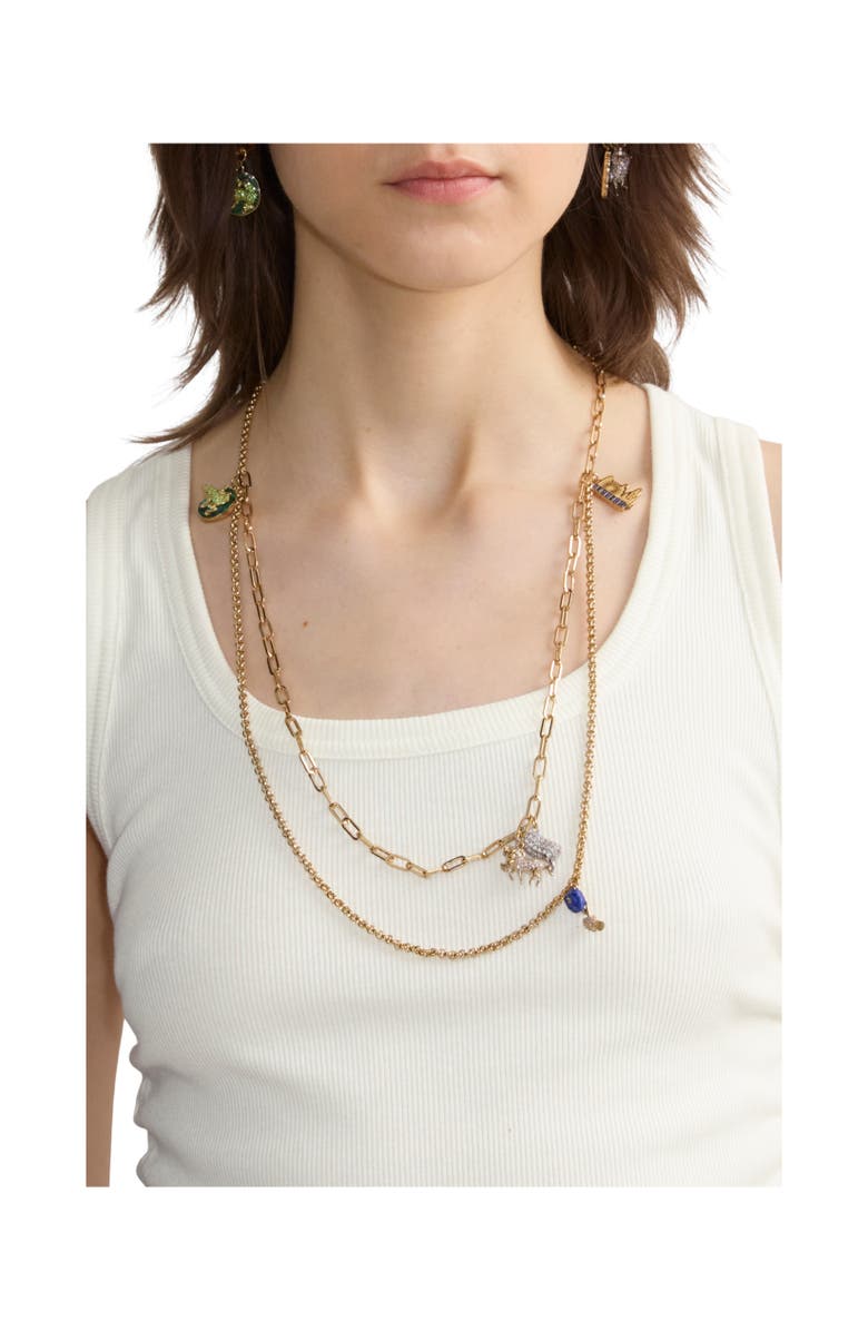 Burberry Charm Double Layer Necklace, Alternate, color, Gold/Multicolour