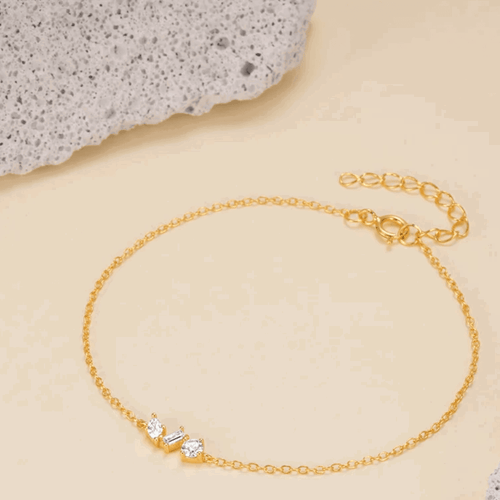 Hollywood Sensation Silvana Chain Link Bracelet With Round, Pear, And Emerald Cut Cubic Zirconia Sto In Gold