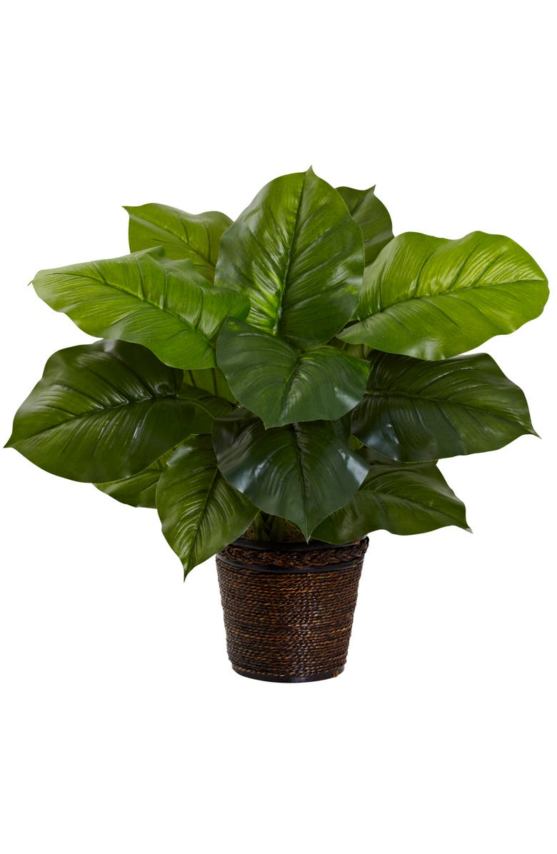 NEARLY NATURAL 29-in Large Leaf Philodendron Silk Plant, Main, color, Green