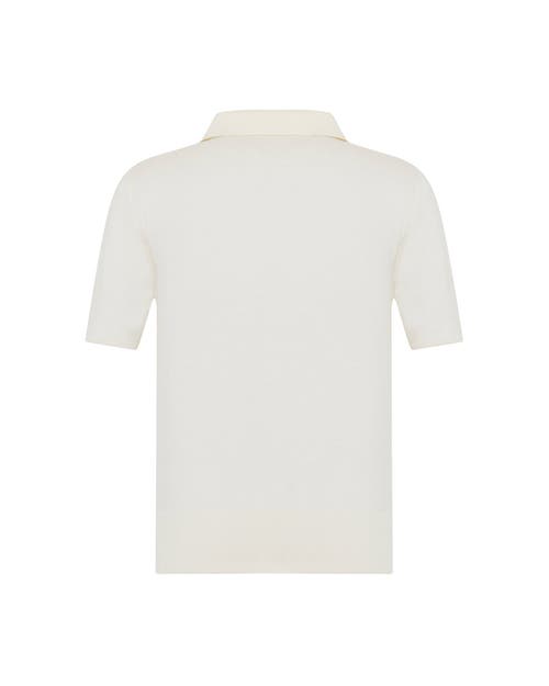 Theo The Label Nomia Short Sleeve Polo Tee In Ivory