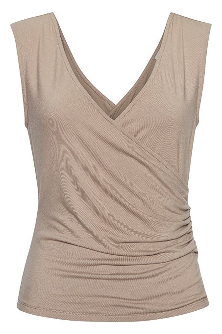 Women's Wrap Look Sleeveless Top, Alternate, color, Taupe