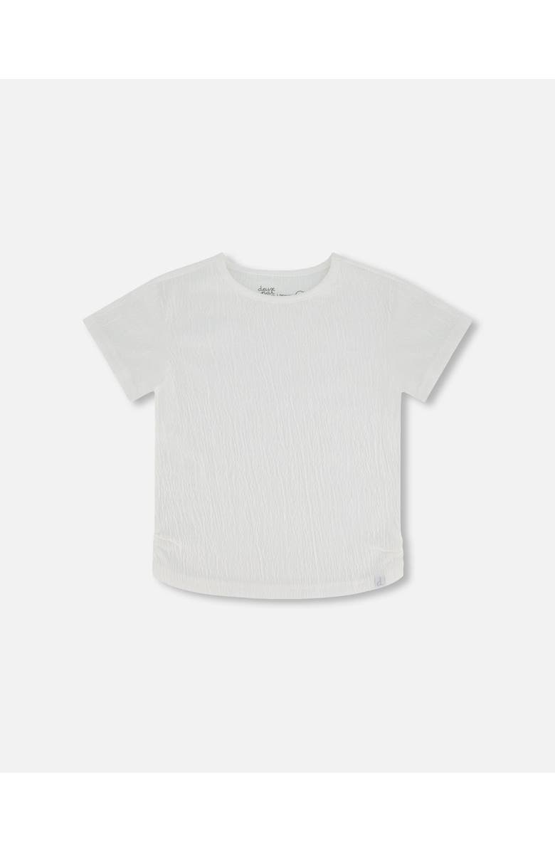 Deux par Deux Little Girl's Crinkle Jersey Top Off White, Main, color, 
