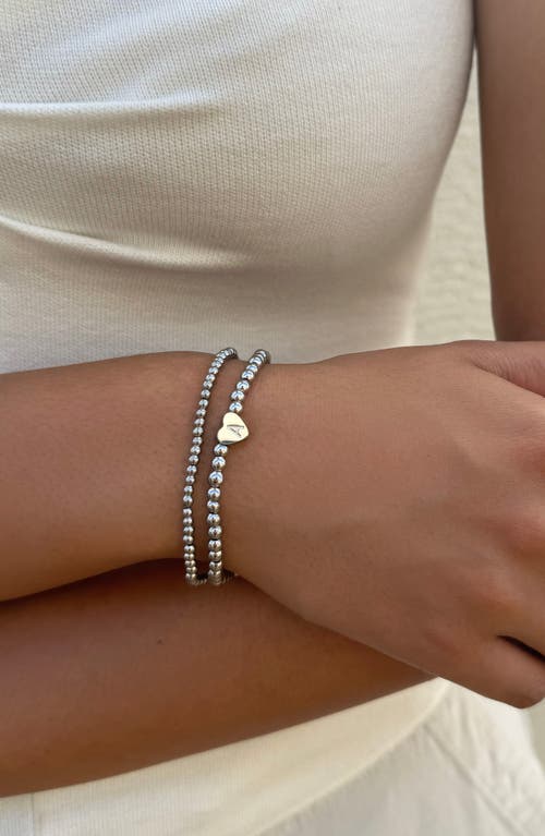 Adornia Beaded Initial Charm Bracelet Set In Silver