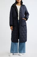 Bernardo Hooded Diamond Quilted Long Coat