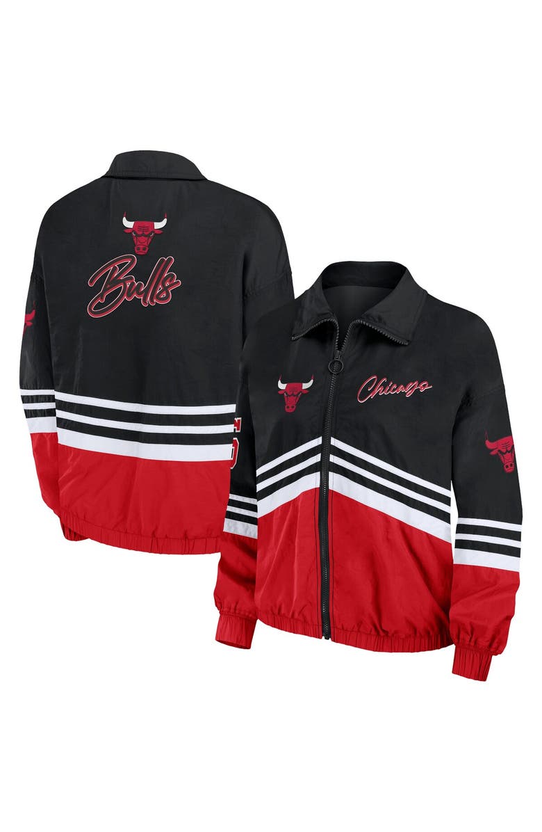 WEAR by Erin Andrews Women's WEAR by Erin Andrews Black Chicago Bulls Vintage Full-Zip Windbreaker, Main, color, 
